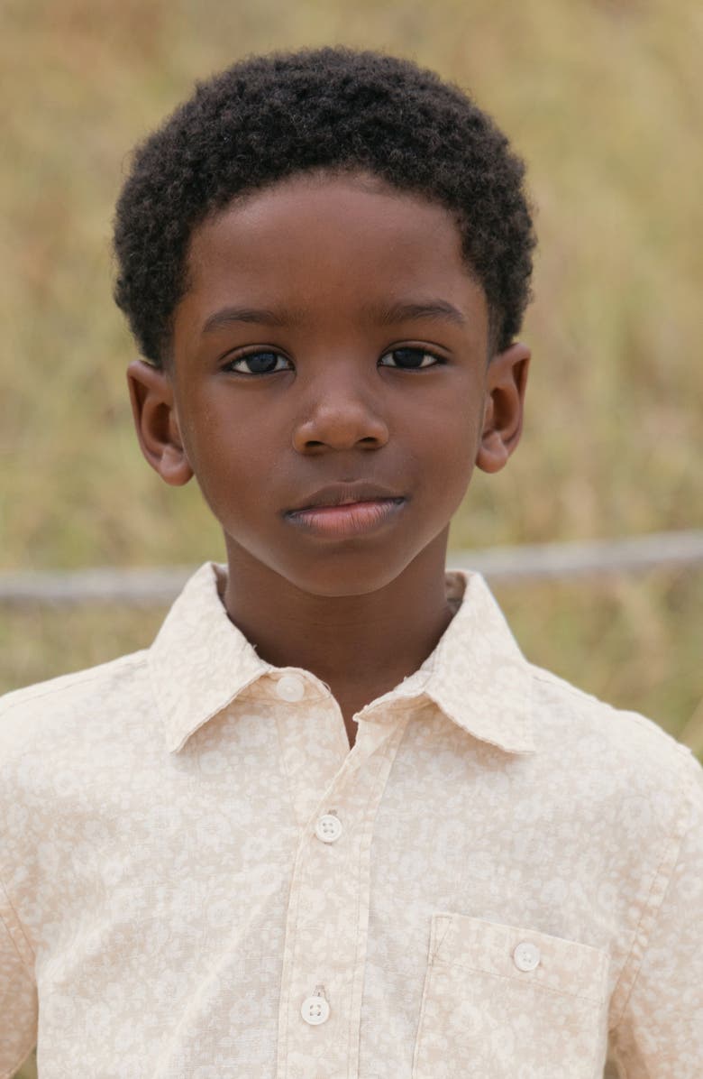 Hope & Henry Kids' Linen Short Sleeve Shirt, Alternate, color, Sandy Floral