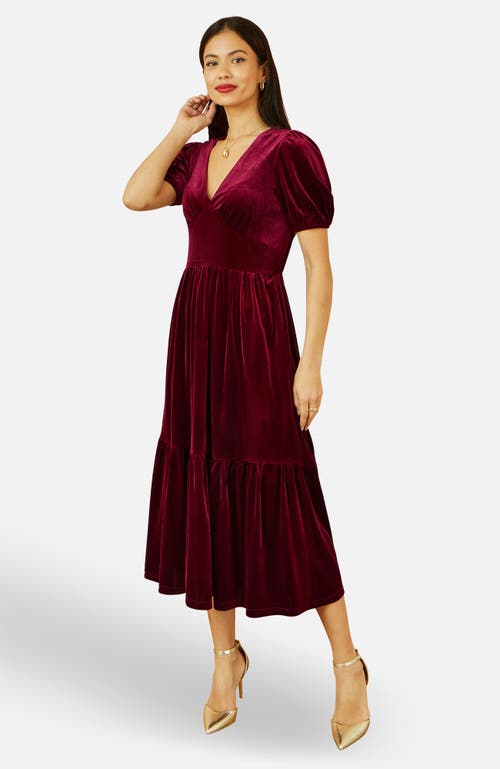 Yumi Velvet Midi Dress In Multi