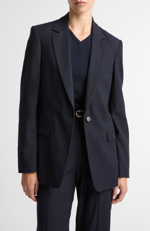 One-Button Cotton & Modal Blazer