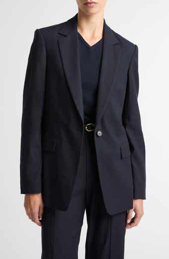 One-Button Linen Blend Blazer