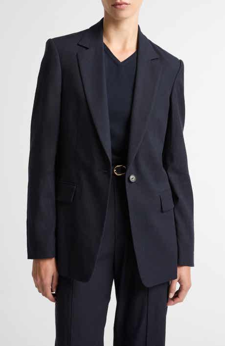 One-Button Linen Blend Blazer