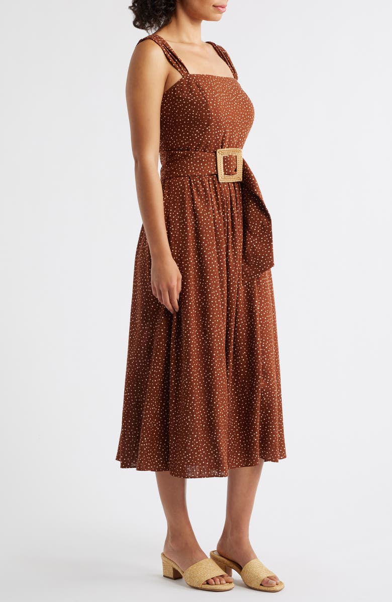Eliza J Buckle Fit & Flare Sundress, Alternate, color, Brown