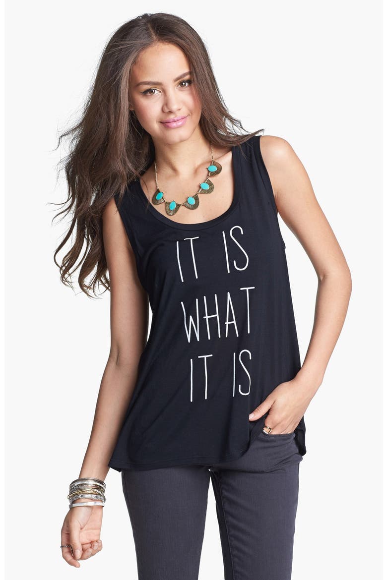 'What It Is' Graphic Tank, Main, color, BLACK