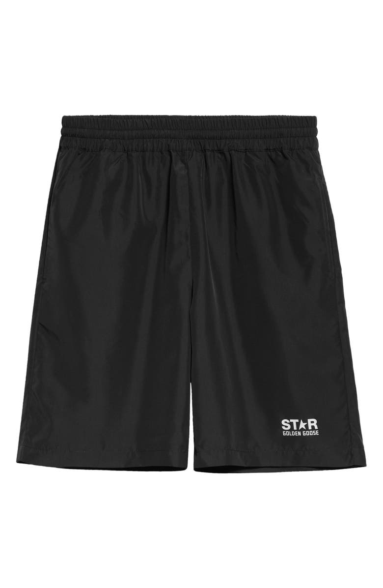 Golden Goose Diego Star Logo Wide Leg Shorts, Alternate, color, Black