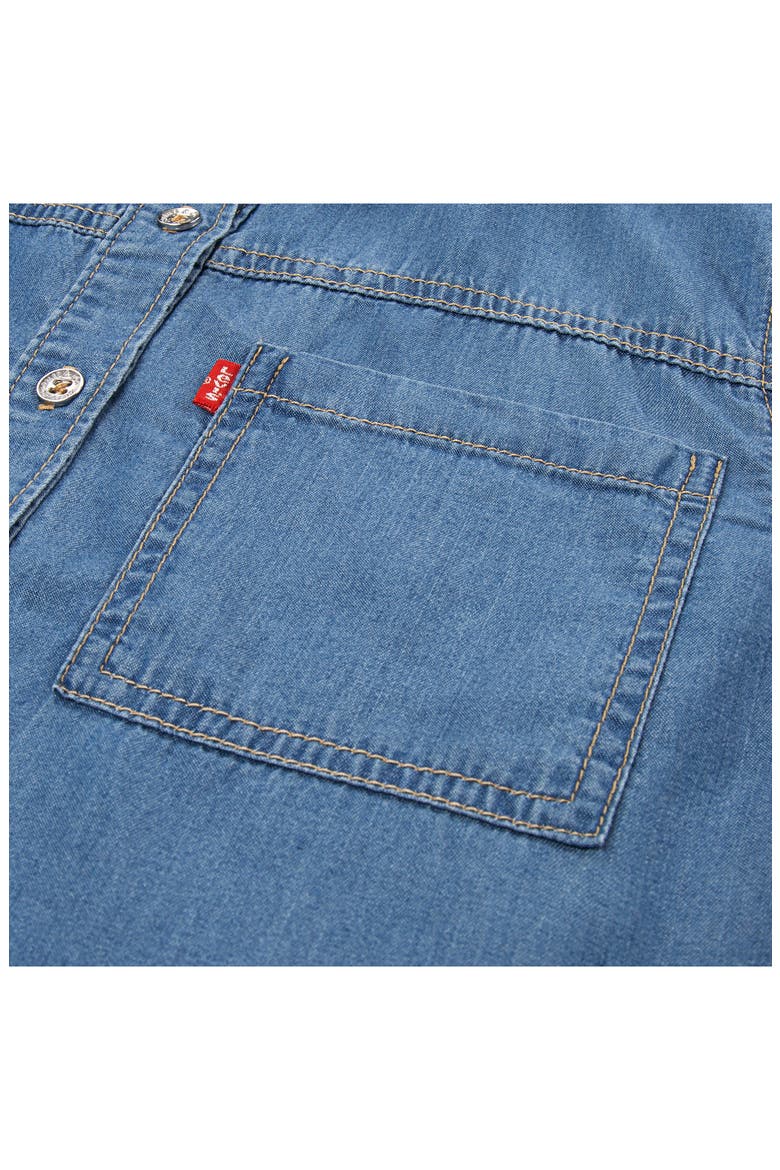 Kids' Short Sleeve Denim Button-Up Shirt, Alternate, color, BLUE WAVE LIGHT