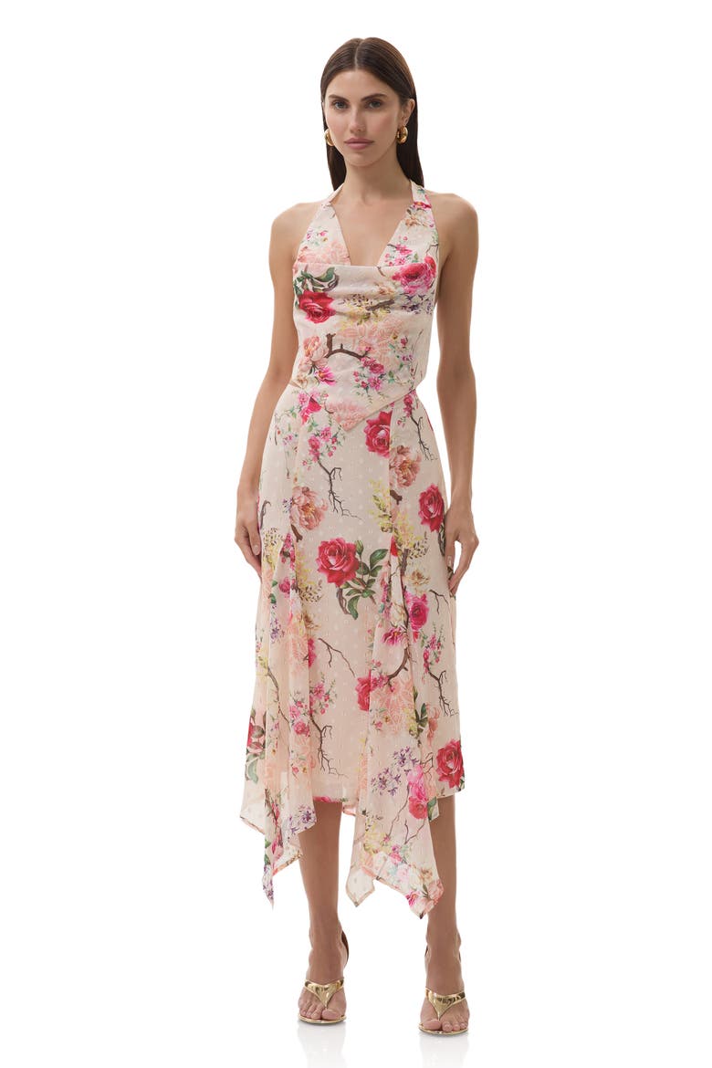Sablyn Asymmetric Chiffon Midi Skirt, Alternate, color, SAND SUMMER ROSE
