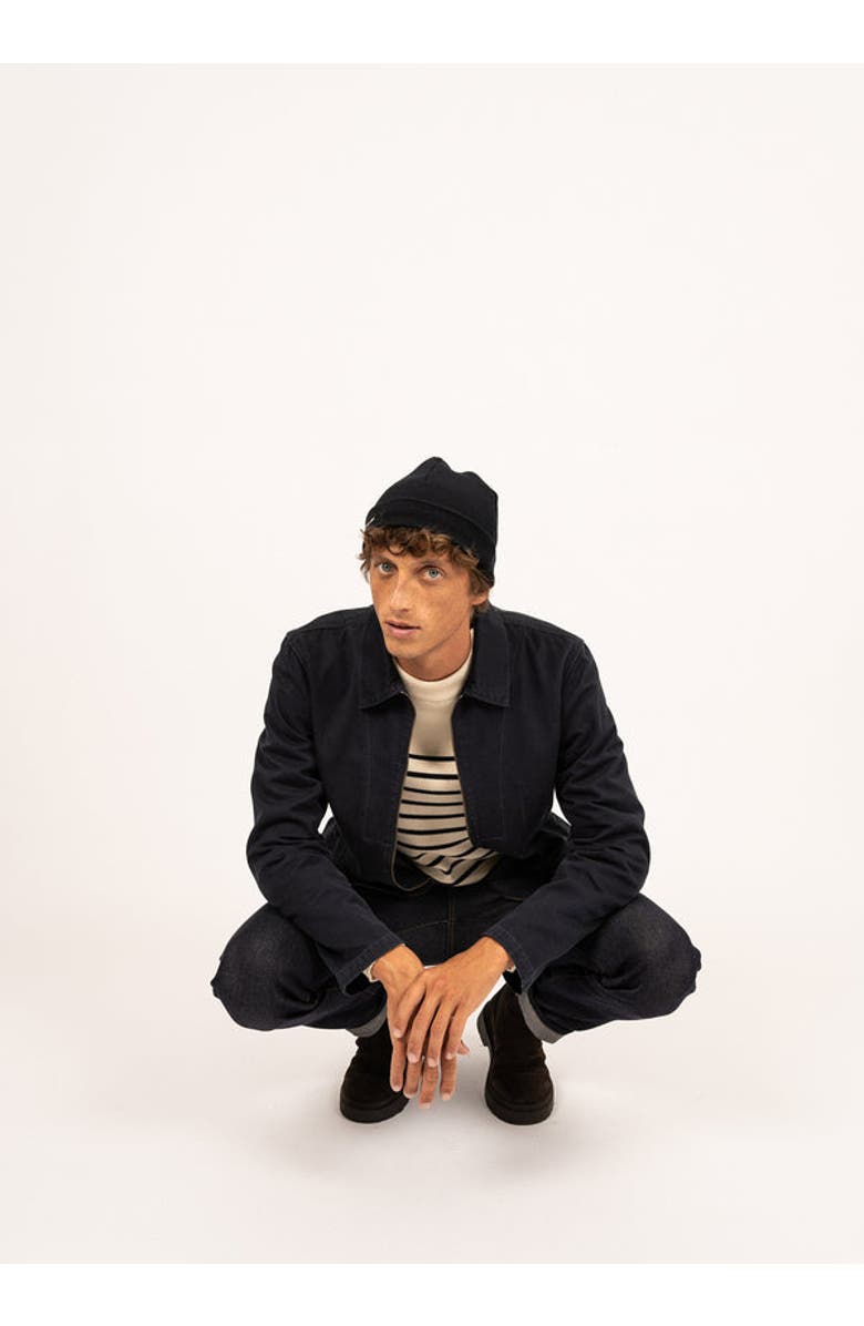 Saint James CARTIER - Nautical Solid Wool Blend Beanie, Alternate, color, Navy