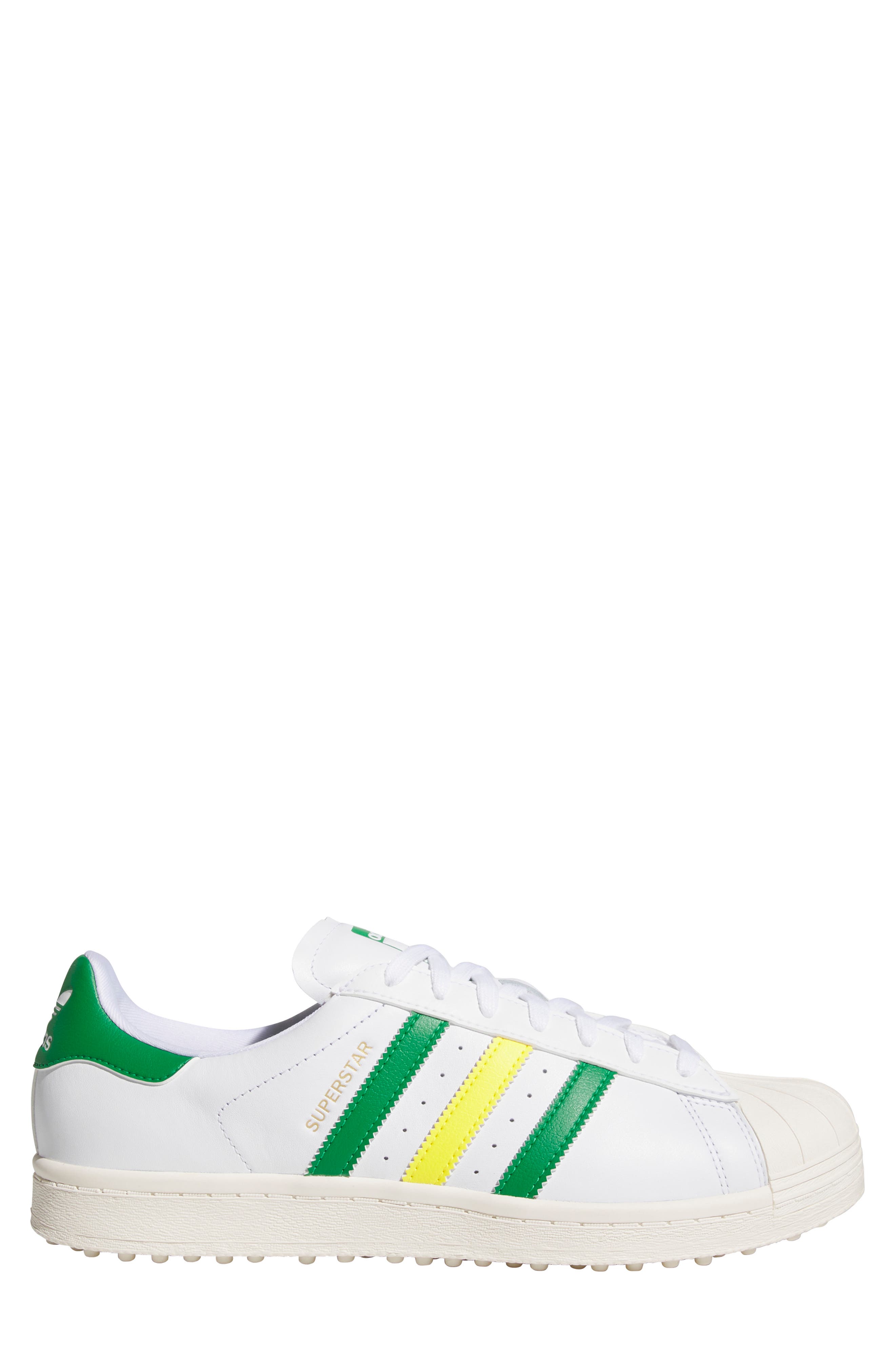 adidas Superstar Spikeless Golf Sneaker, Alternate, color, White/ Green/ Yellow