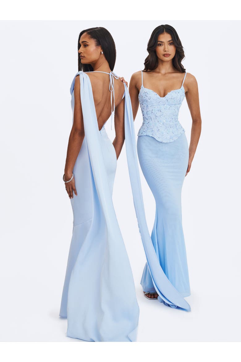 Aurielle Sweetheart Mermaid Peplum Maxi Dress, Alternate, color, Baby Blue