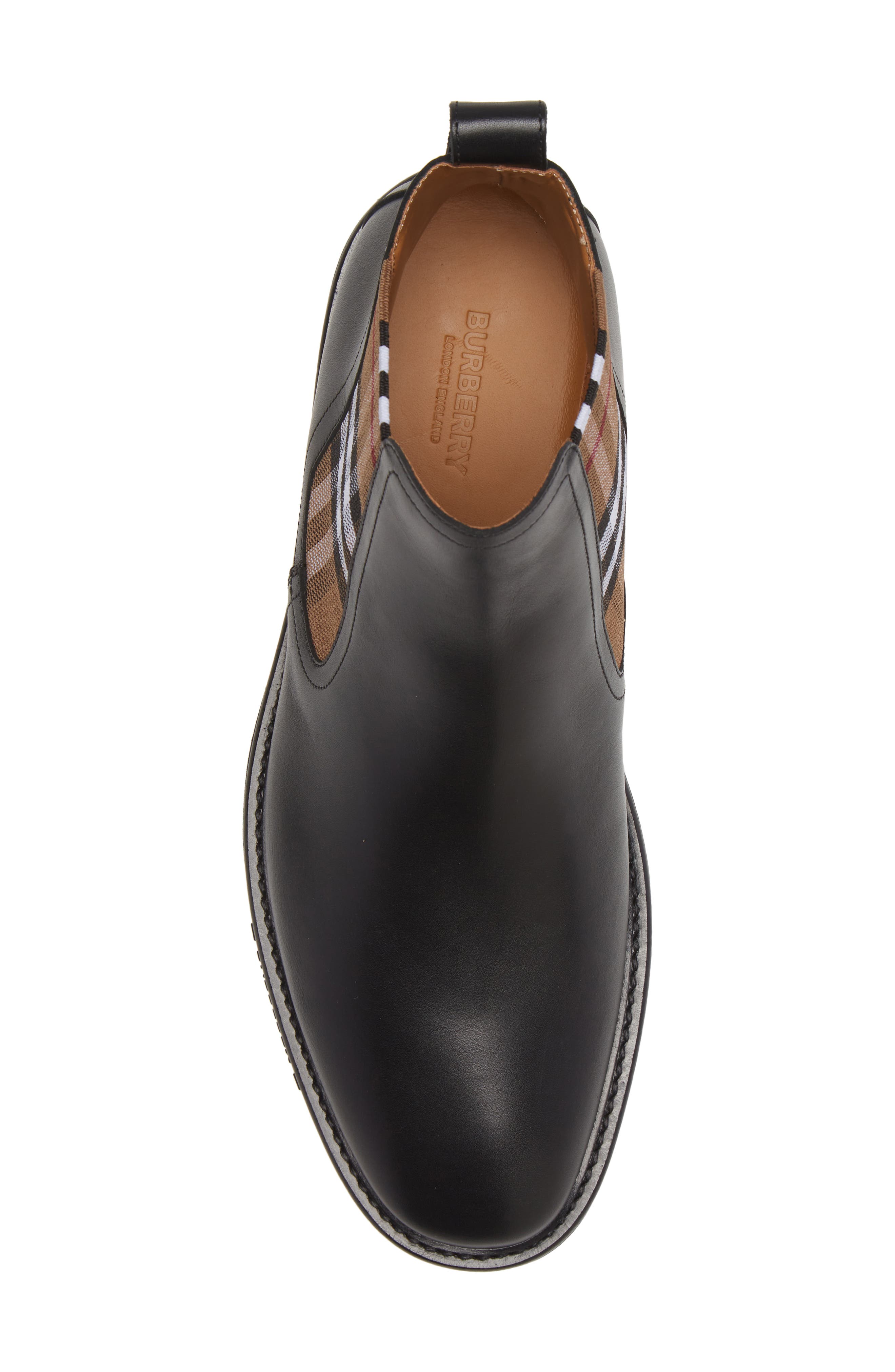Burberry Allostock Check Chelsea Boot, Alternate, color, Black/ Birch Brown