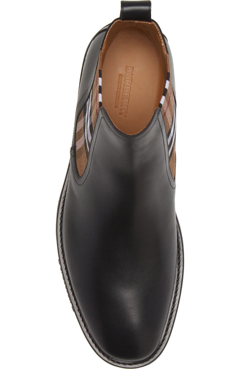 Burberry Allostock Check Chelsea Boot, Alternate, color, Black/ Birch Brown