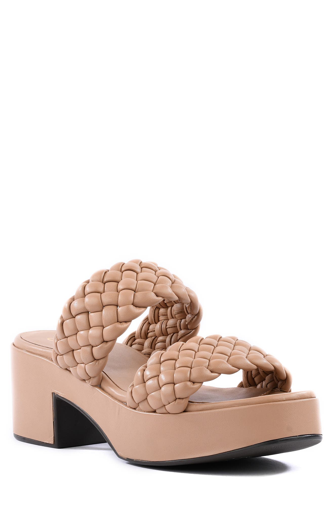 Woven Slide Sandal, Main, color, VACCHETTA LEATHER