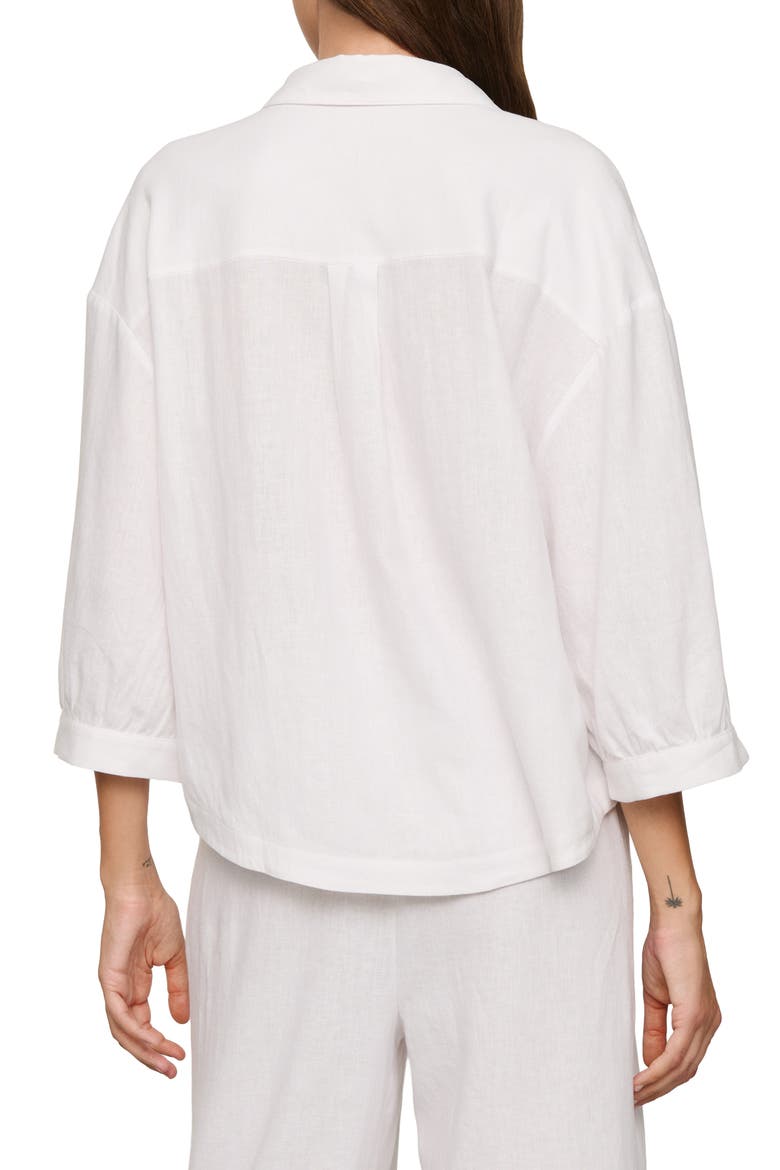 Relaxed Linen Blend Button-Up Sleep Shirt, Alternate, color, WHITE