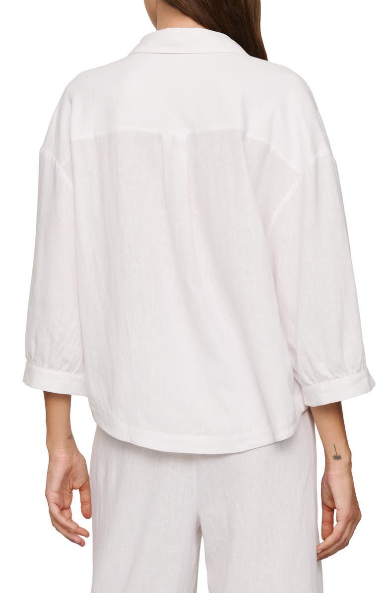 Eberjey Relaxed Linen Blend Button-Up Sleep Shirt, Alternate, color, White