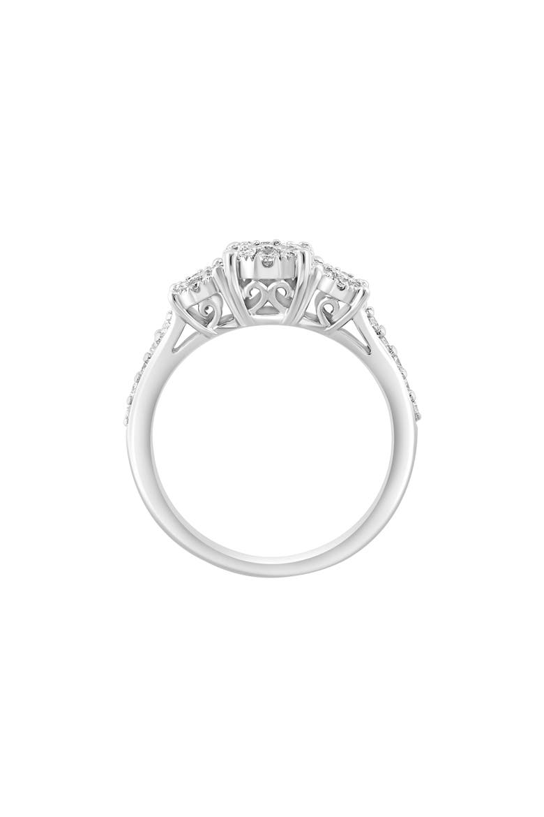 Sterling Silver Diamond Cluster Ring, 0.49ct, Alternate, color, SILVER