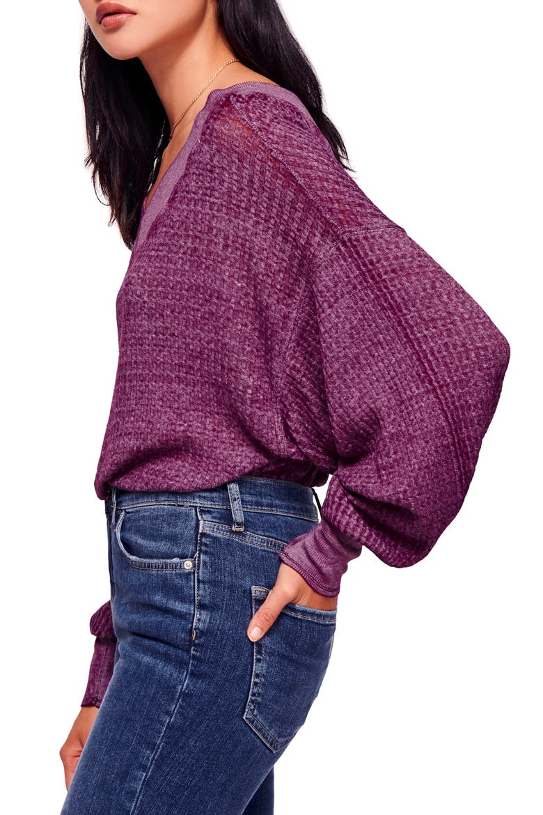We the Free by Free People South Side Thermal Top, Alternate, color, VIOLET