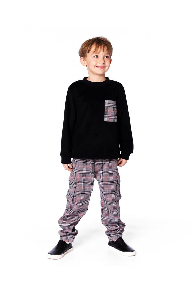 Deux par Deux Plaid Cargo Pant, Main, color, Gray And Black