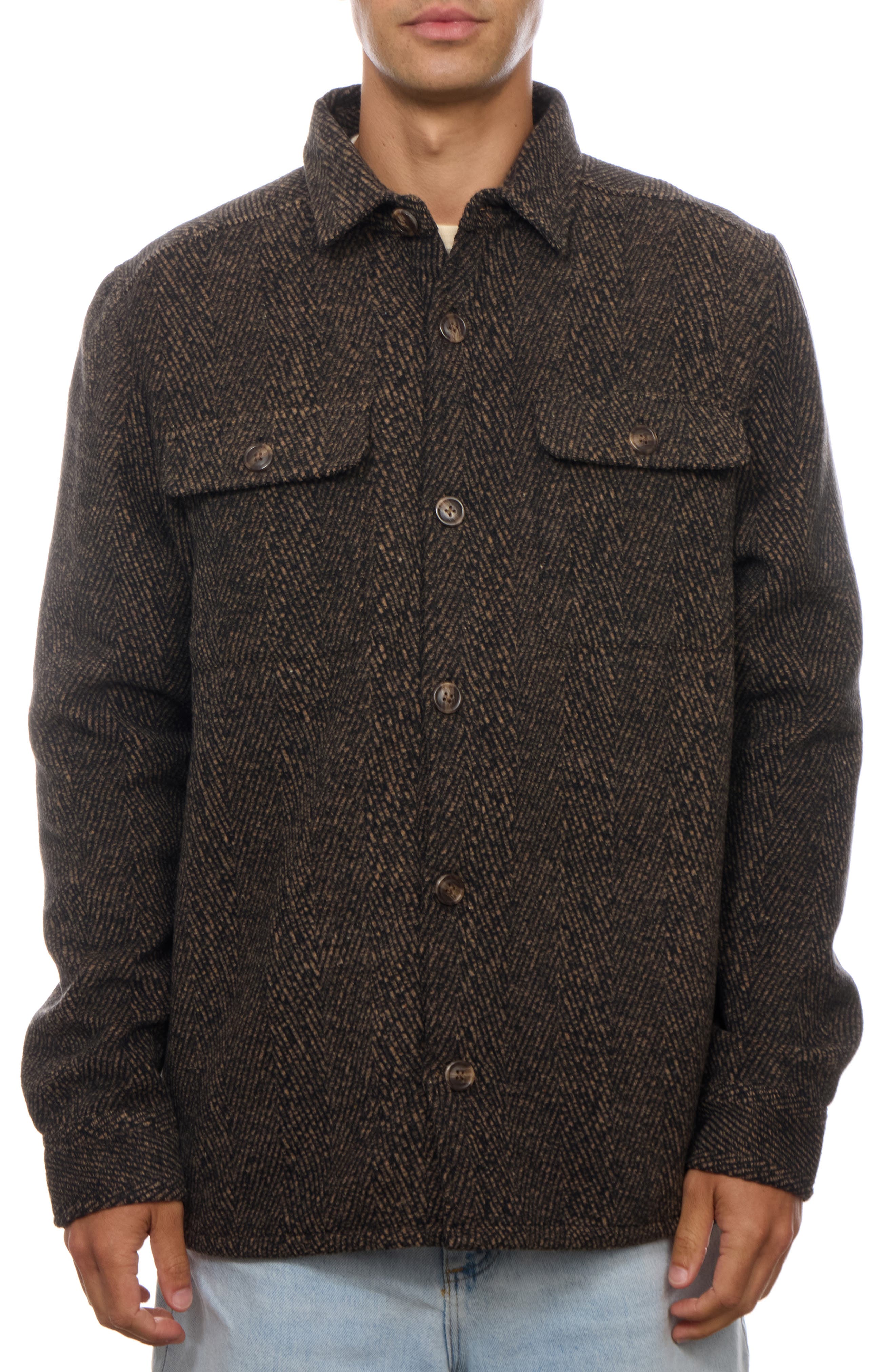 Knit Herringbone Shirt Jacket