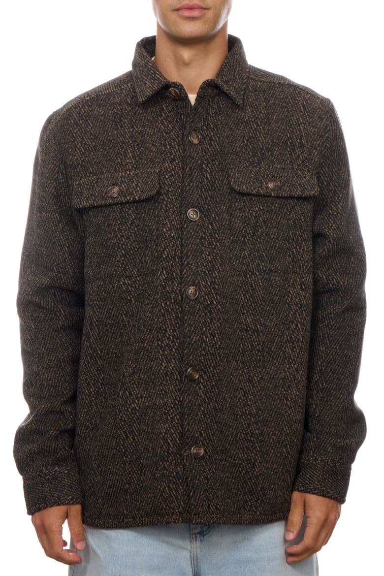 Knit Herringbone Shirt Jacket, Main, color, BROWN
