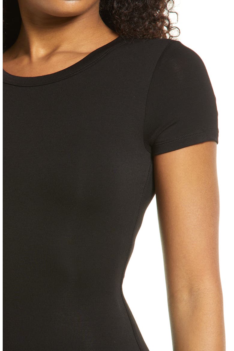 Crewneck Short Sleeve Minidress, Alternate, color, BLACK