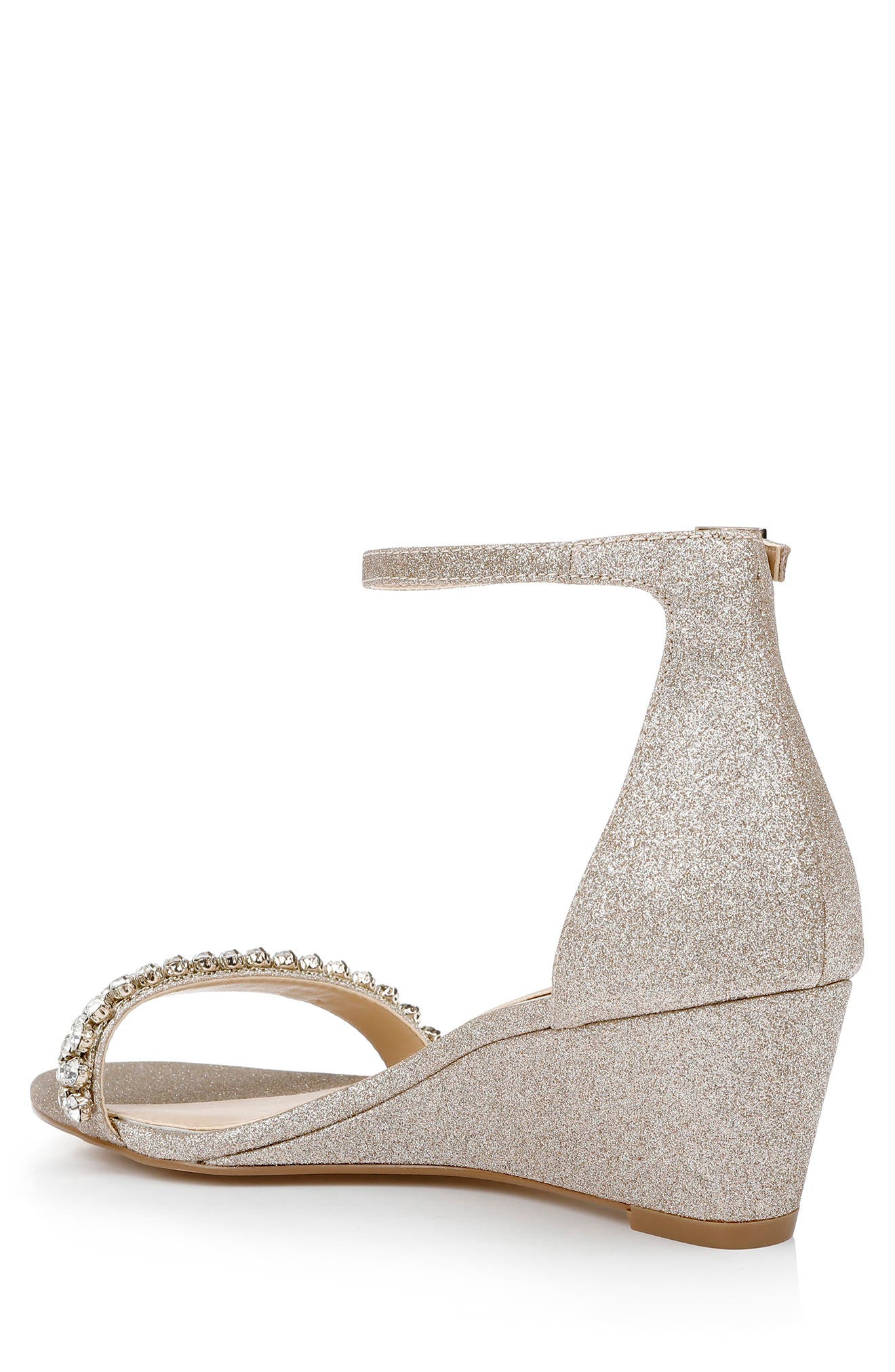 Jewel Badgley Mischka Lora Wedge Sandal, Alternate, color, Gold Glitter