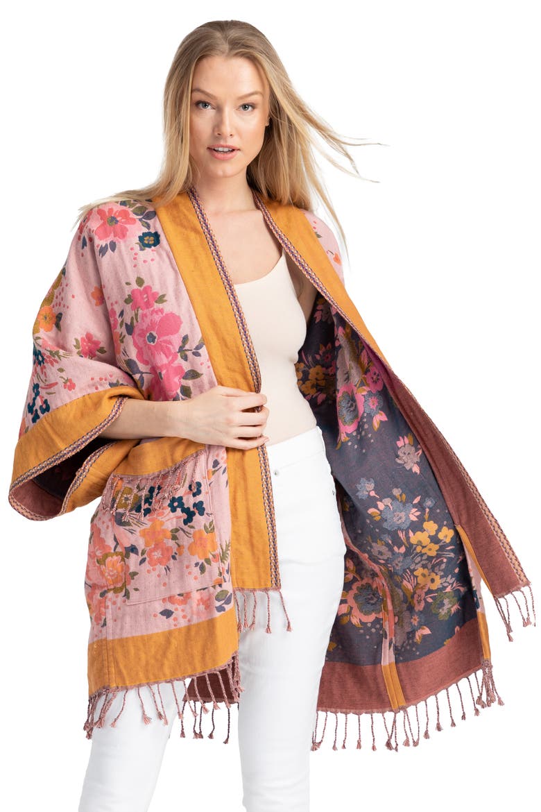 Kirkville Floral Duster, Alternate, color, PINK/ MUSTARD