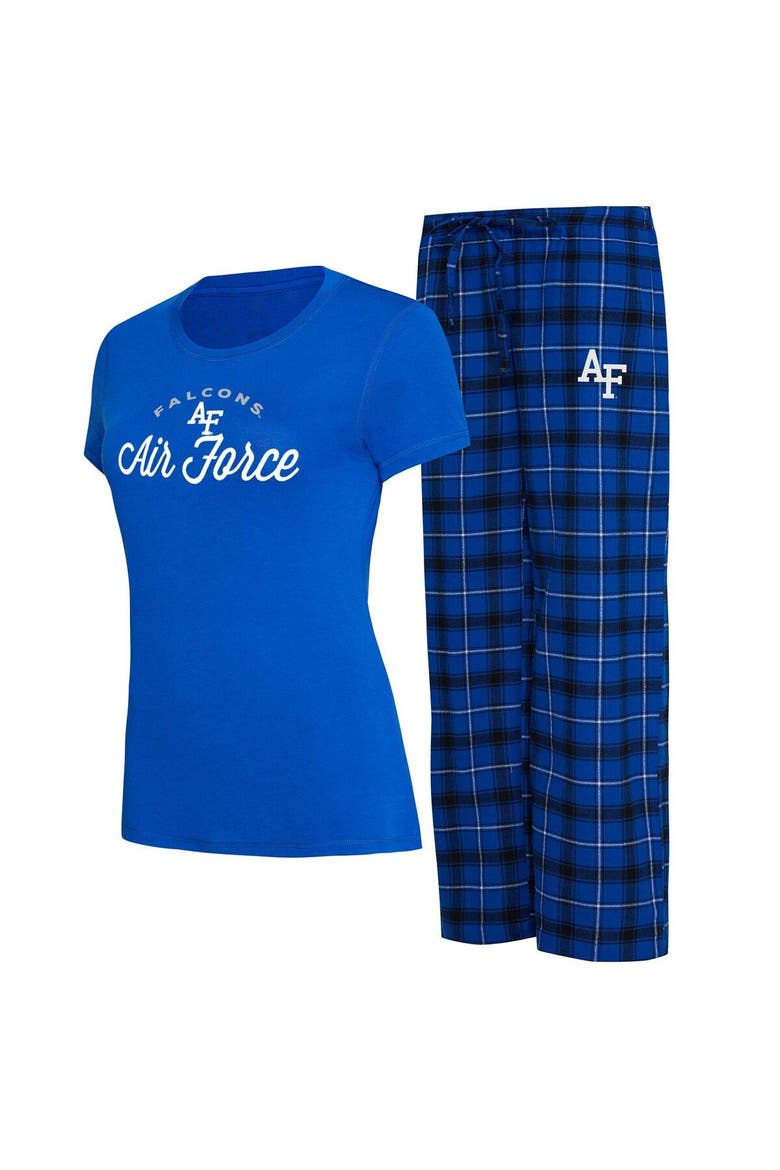 Women's Concepts Sport Royal/Black Air Force Falcons Arctic T-Shirt & Flannel Pants Sleep Set, Main, color, Royal