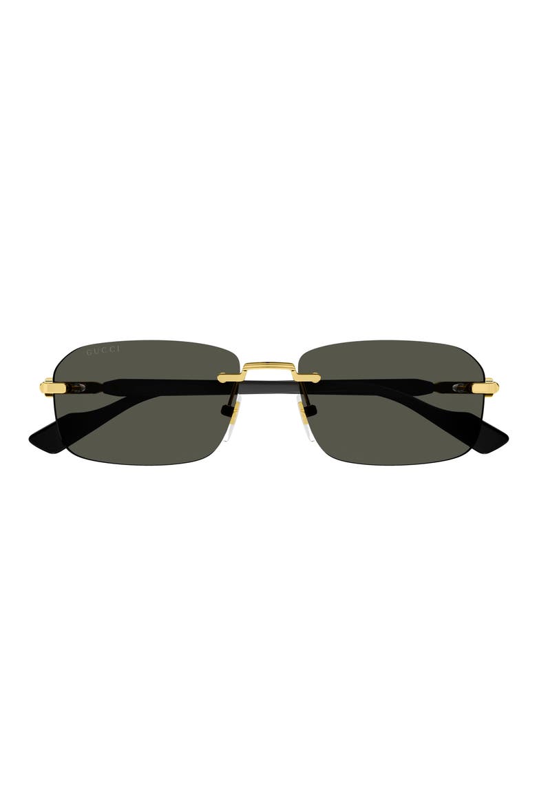 56mm Rectangular Sunglasses, Main, color, GOLD