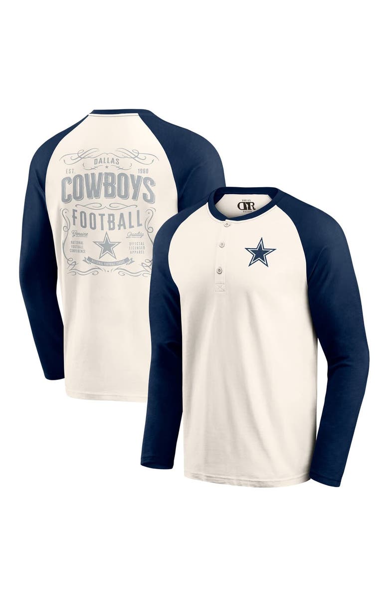 Darius Rucker Collection by Fanatics Men's Darius Rucker Collection by Fanatics White/Navy Dallas Cowboys Raglan Henley Long Sleeve T-Shirt, Main, color, White