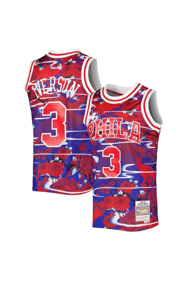 Men's Mitchell & Ness Allen Iverson Red Philadelphia 76ers 1996/97 Hardwood Classics Lunar New Year Swingman Jersey, Alternate, color, Red