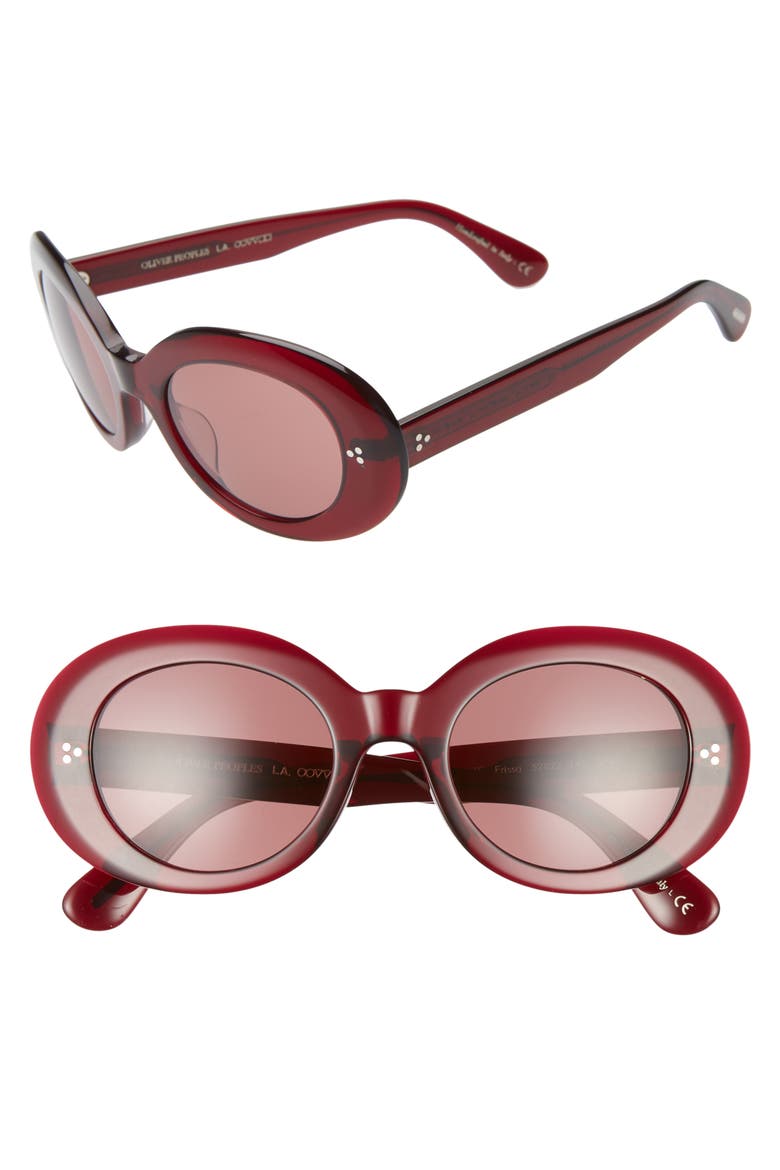 Erissa 52mm Round Sunglasses, Main, color, DEEP BURGUNDY/ DARK VIOLET