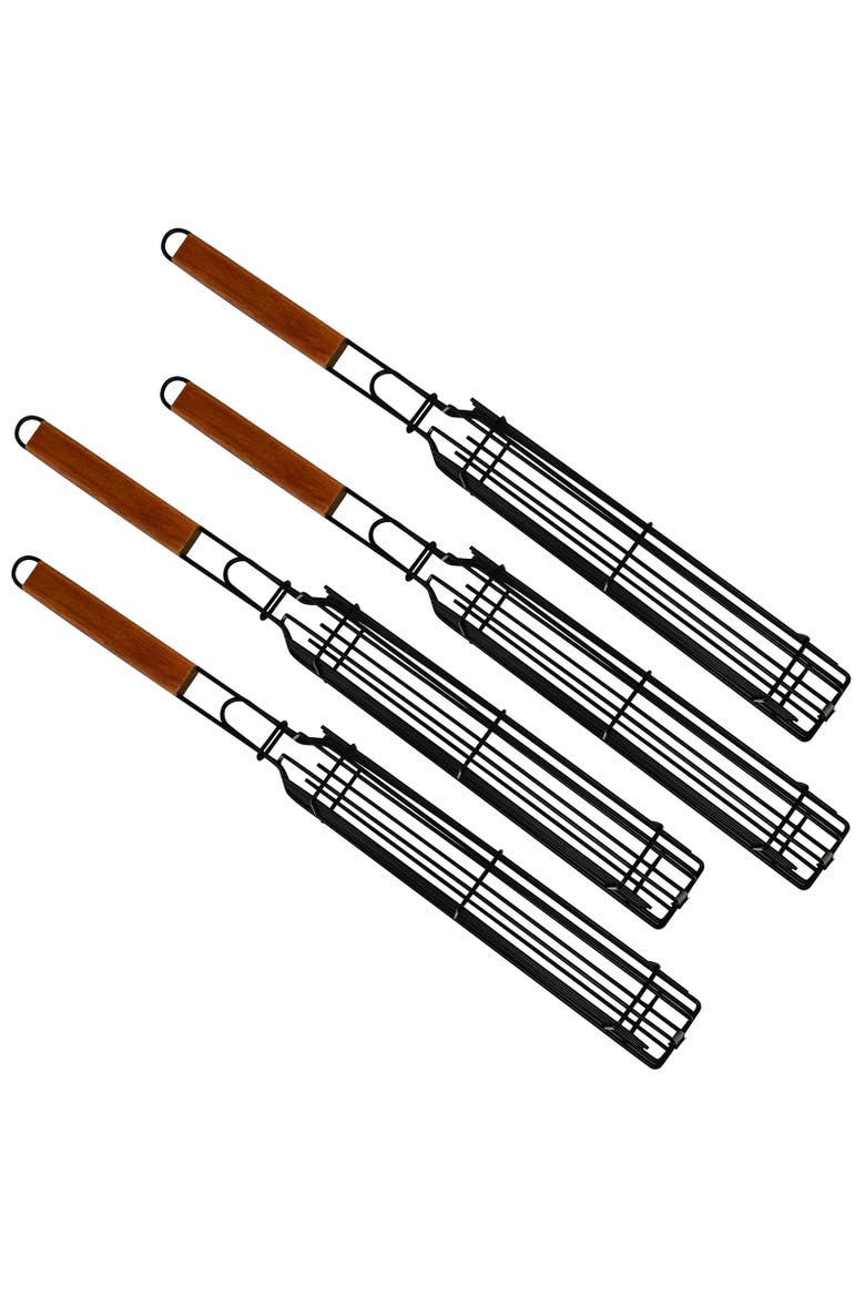 Nonstick Grilling Kabob Baskets, Set of 4, Main, color, Silver