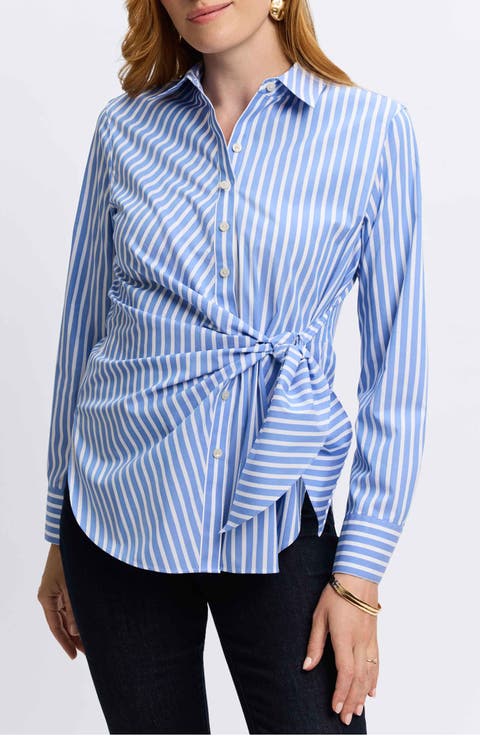 Sabine Stripe Side Tie Button-Up Shirt