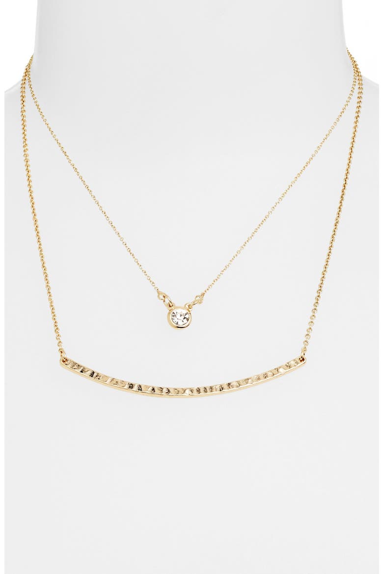 Curved Bar Necklace, Alternate, color, RHODIUM