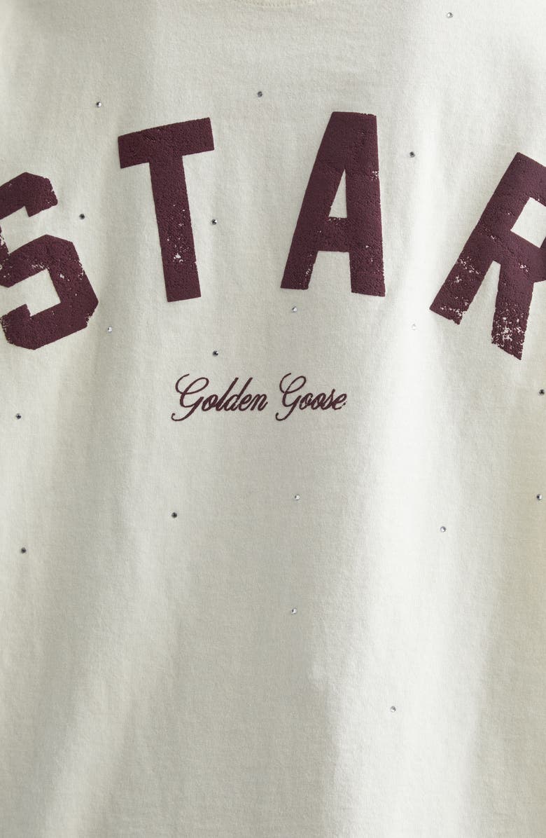 Golden Goose Distressed Boxy Cotton T-Shirt, Alternate, color, Heritage White