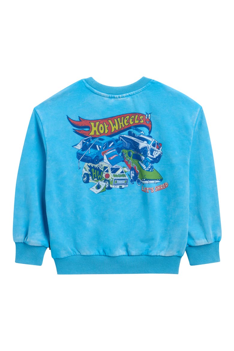 Kids' Hot Wheels Graphic Sweatshirt, Alternate, color, ACID BLUE