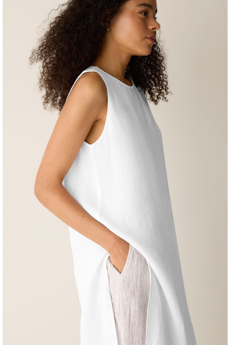 Longline Organic Linen Tunic, Alternate, color, WHITE