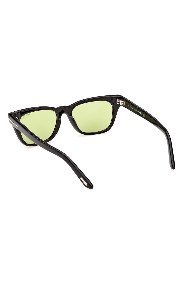 TOM FORD Penn 53mm Rectangular Sunglasses, Alternate, color, Black / Bright Green Lens