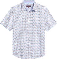 Johnston & Murphy Rooster Print Short Sleeve Button-Up Shirt