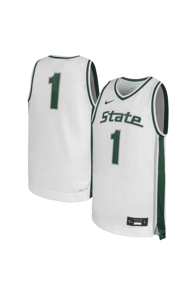 Youth Nike #1 White Michigan State Spartans Alternate Replica Basketball Jersey, Main, color, White