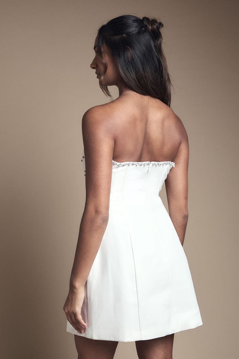 Hotfix Diamante Bridal Mini Dress, Alternate, color, Ivory