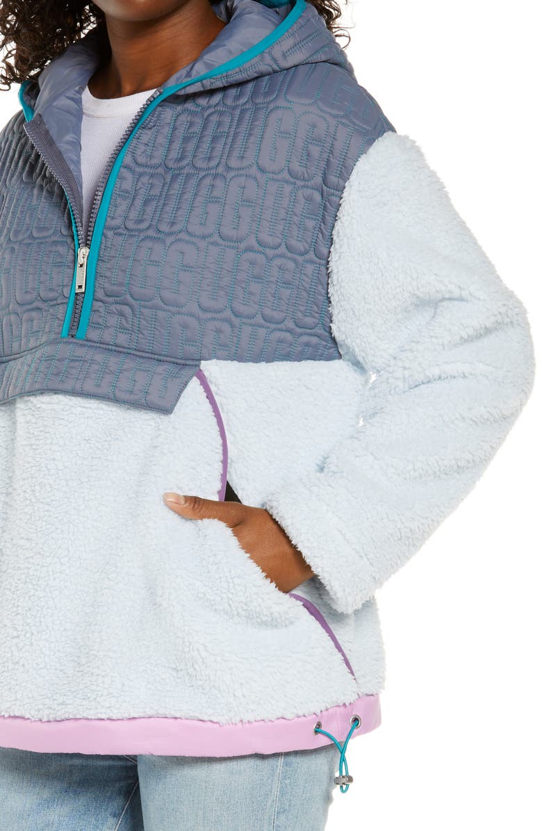 UGG<sup>®</sup> Iggy Faux Fur Hooded Half-Zip Pullover, Alternate, color, 