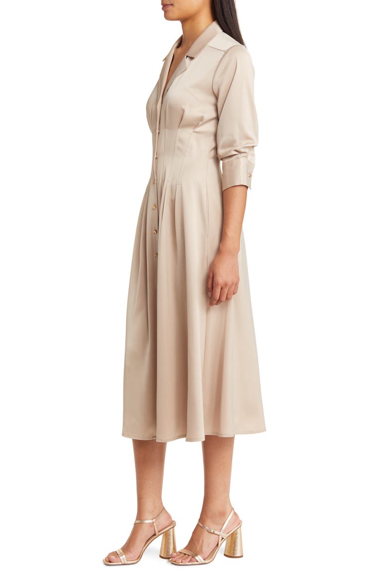 Pleat Midi Shirtdress, Alternate, color, TAUPE