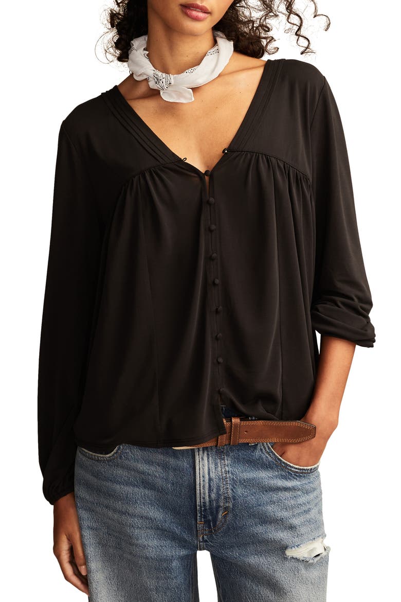 Button & Loop Top, Main, color, JET BLACK