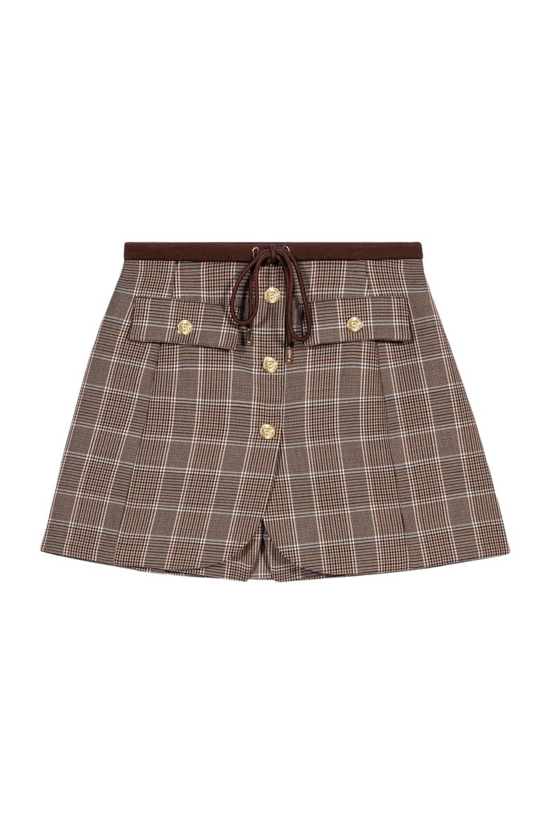Layered-effect suit shorts, Alternate, color, Brown
