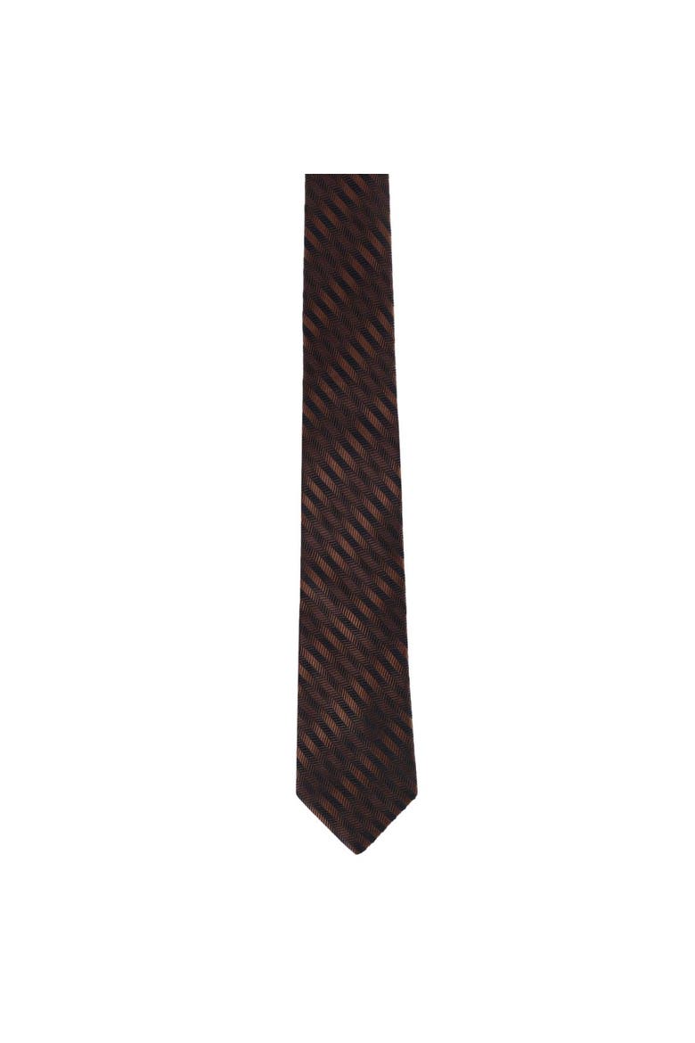 Nathanial Regal Patterned Diagonal Line Silk Business Necktie, Alternate, color, Brown