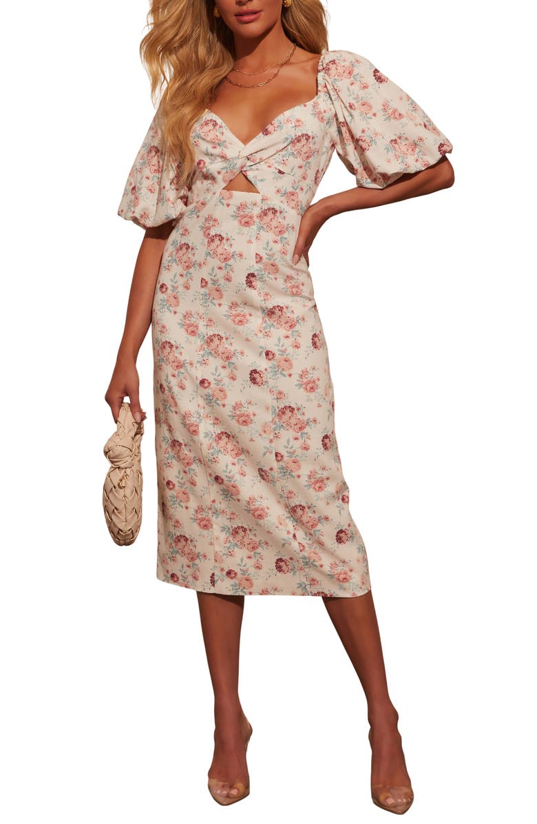 VICI Collection Cornelia Floral Print Puff Sleeve Dress, Main, color, 