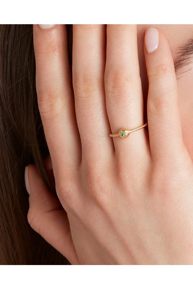 Moon Ring  with Natural Gemstones. Handmade in Italy, Alternate, color, Emerald