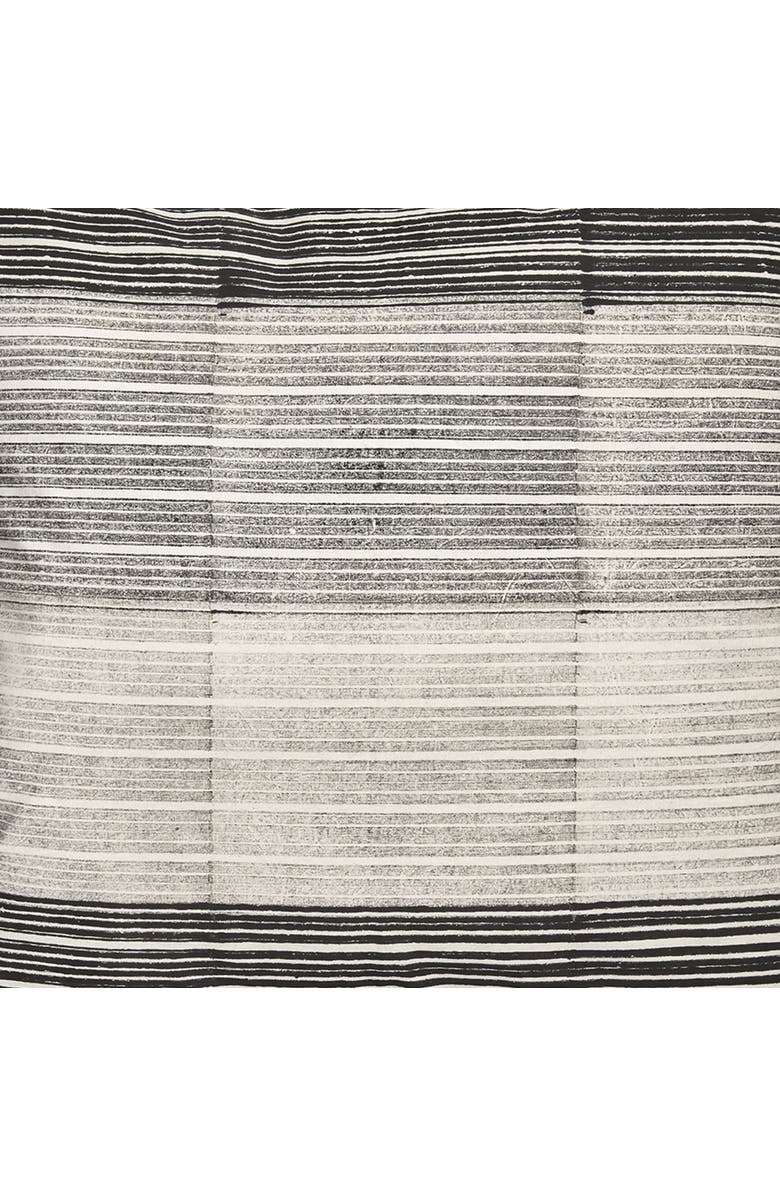 tag Black Khaki Block Print Stripe Cotton Decorative Throw Pillow, Alternate, color, Black