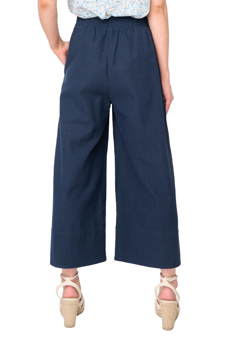 Crop Wide Leg Linen Blend Pants, Alternate, color, DARK NAVY